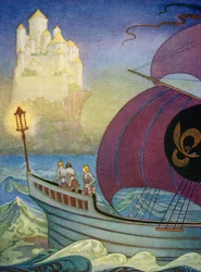 Il Cavaliere Perceval si Avvicina a Camelot dal Mare