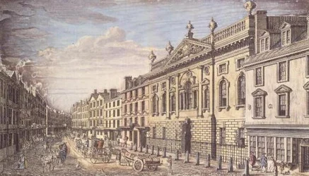Ironmongers Hall e Fenchurch Street, incisione, dopo I. Donawell, c.1750