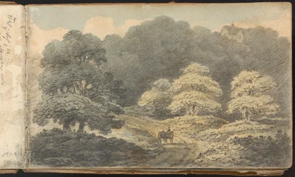 Album di Studi di Paesaggi e Figure: Scena di Paesaggio con Cavallo e Carro vicino a Tunbridge Wells