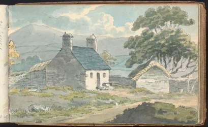 Album di studi di paesaggi e figure: Due cottage in pietra