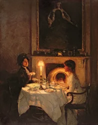 Un visitatore, luce di candela e tè