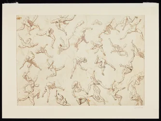 Foglio di studi di figure (penna e inchiostro su carta)