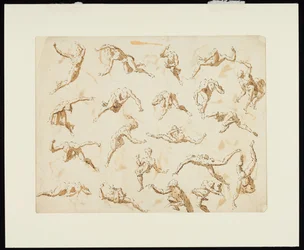 Foglio di studi di figure (penna e inchiostro su carta)