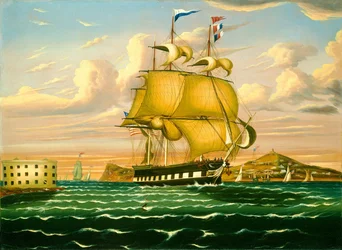 Nave postale che passa il Castello Williams, Porto di New York