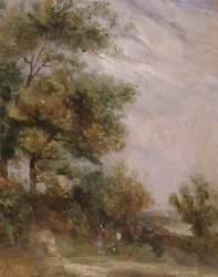 Paesaggio con alberi e figure (recto)