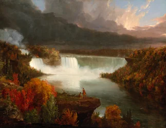 Vista lontana delle cascate del Niagara