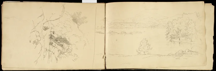 Hoosick o Saddle Mountain e lago vicino a Pittsfield, c.1832