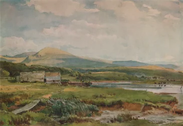 Scena fluviale con cottage, c1887