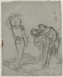 Duello dopo il ballo in maschera (recto), c. 1857
