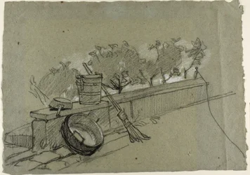 Oggetti sul muro, studio per Couture, Il cacciatore di uccelli