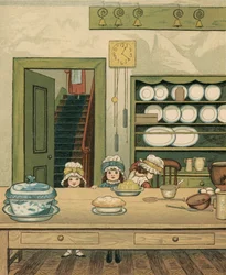 Vita domestica: Bambini in cucina al piano terra