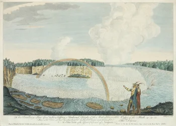 Vista orientale della Grande Cascata del Niagara, inciso da J. Fougeron, c.1763-68