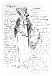 Donna con parasole, abito da passeggio, 1875-1876
