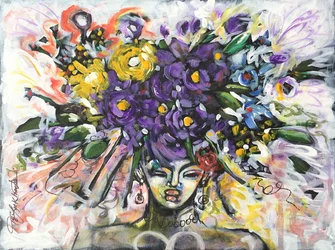 Ragazza di fiori, 2017 (acrilico su tavola di tela)