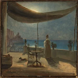 Una terrazza ad Amalfi al chiaro di luna