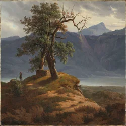 Paesaggio con un viandante