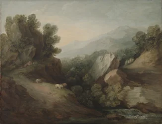 Paesaggio roccioso e boscoso con una valle e una diga