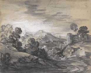 Paesaggio boscoso con castello