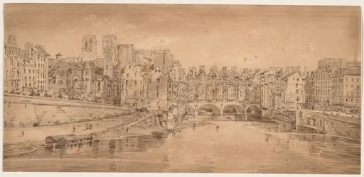 Una selezione di venti delle vedute più pittoresche di Parigi: Veduta del Pont St. Michel, presa dal Pont Neuf