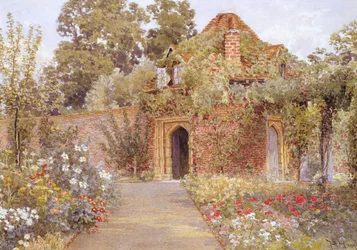 Un giardino murato con vecchia casa da giardino
