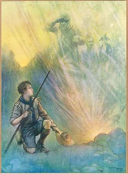 Eroi del passato, illustrazione da "Newnes Pictorial Book of Knowledge" (litografia a colori)