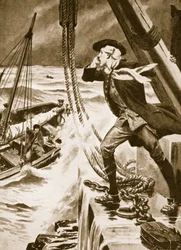 John Smeaton al lavoro sul suo faro di Eddystone (litografia)