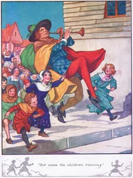 I bambini escono di corsa (litografia a colori)