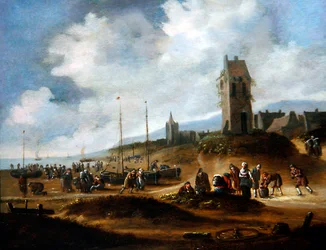 Veduta di Egmond con Pescatori che Vendono il Loro Pescato