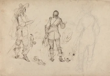 Pagina di Schizzi di Cavalieri, Testa di Cavallo e Piume