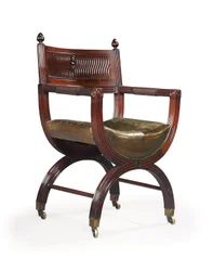 Poltrona a braccioli in mogano tardo vittoriano, attribuita a Marsh, Jones & Cribb, dopo un design di Thomas Hope, c.1880