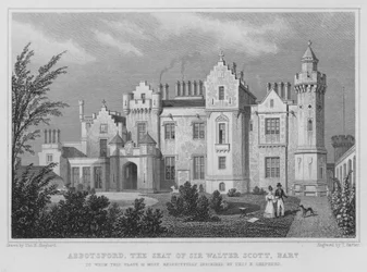 Abbotsford, la residenza di Sir Walter Scott, baronetto (incisione)