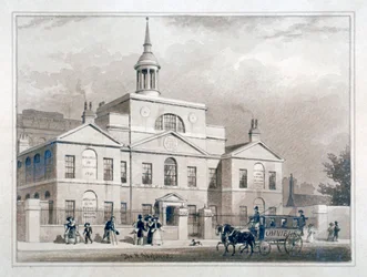 Ospedale della Città di Londra per le partorienti, City Road, Finsbury, Londra, c1827