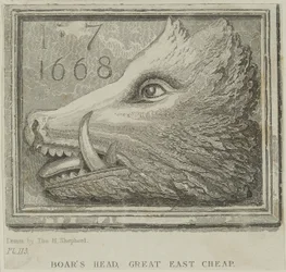 Insegna della taverna Boars Head a Eastcheap, c.1850