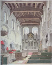 Vista interna della Chiesa di San Bartolomeo il Grande, Smithfield, Città di Londra, 1821