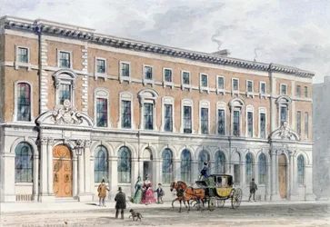 Il nuovo edificio dei Merchant Taylors e la sala, 1853