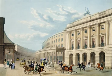 Il Quadrante, Regent Street, da Piccadilly Circus, pubblicato da Ackermann, c.1835-50