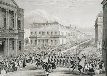 Il Corteo Funebre di Wellington che passa davanti al Senior United Service Club, Pall Mall