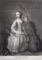 Ritratto di Benjamin Hallet che suona il violoncello, inciso da James McArdell, c.1749