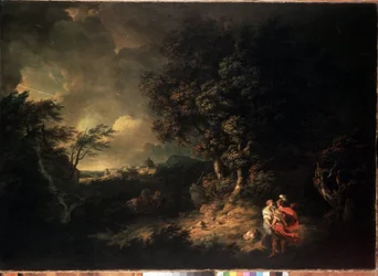 Paesaggio di tempesta con Enea e Didone (Illustrazione dell