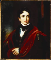 Ritratto di John George Lambton, 1° Conte di Durham, GCB, MP, in un cappotto scuro, con un mantello e una cravatta bianca
