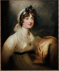 Ritratto di Lady Milner Giovane donna vestita in abito del primo impero e coperta con una fascia insanguinata. Dipinto di Sir Thomas Lawrence