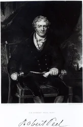 Ritratto di Sir Robert Peel (1788-1850), incisione di H. Robinson