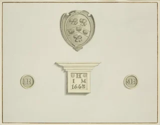 Stemmi dei birrai e altri dettagli, sul camino di 13 Temple Street