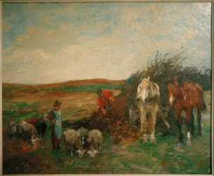 Carro di fascine e pecore