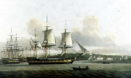 La "Leda" in due posizioni al largo di Greenwich