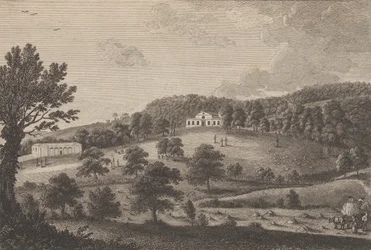 Veduta del Lodge nel South Park, vicino a Penshurst nella contea di Kent, dal The H..., 1777-90