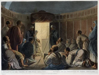 Ingresso alla Cappella del Santo Sepolcro. In "Vedute in Egitto"