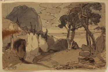 Disegno, Strada in un paesaggio montano, 1875