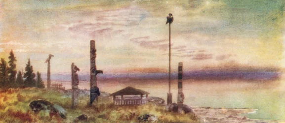 Sepolcreto degli indiani Siwash (litografia a colori)