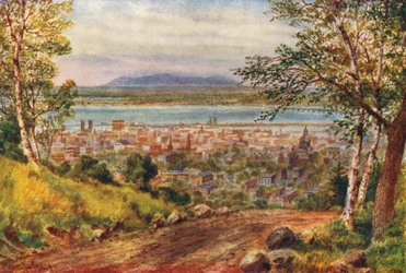 Montreal, il vero San Lorenzo dalla montagna (litografia a colori)